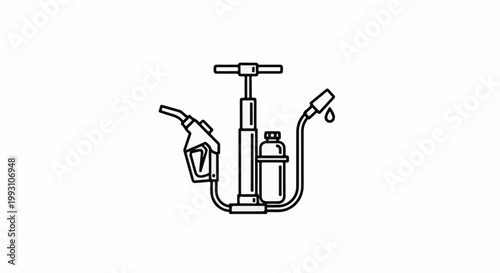 Line art of a fuel pump and nozzle with a drip