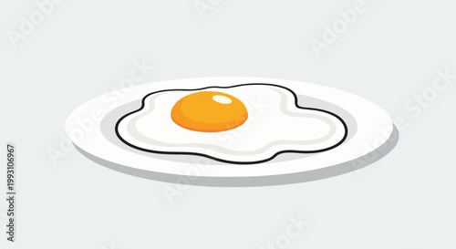 Simple illustration of a fried egg on a white plate