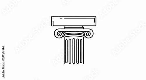 Ionic column with volutes, fluting, and a rectangular abacus on white
