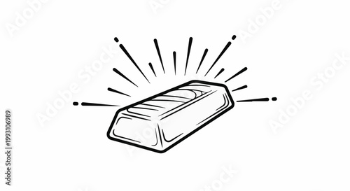 Simple illustration of a shiny gold bar with radiating lines