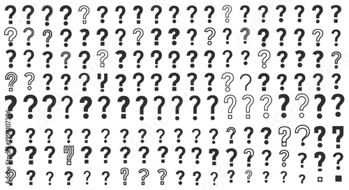 Unknown Pattern of Question Marks Across a Dense Monochrome Grid.