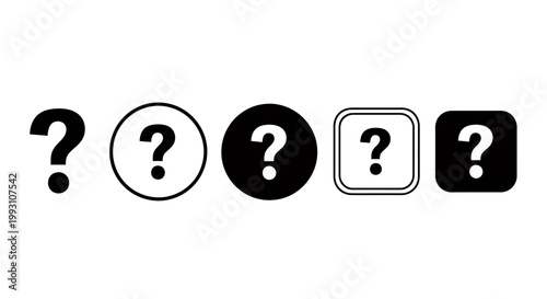 Abstract question mark icon set in circles and squares for graphic design and icons.
