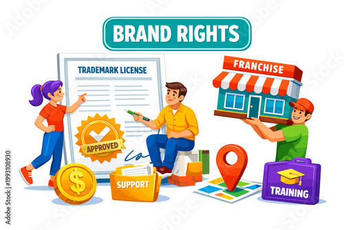 Global Network Outline Icons. Global digital network editorial banner with geometric characters beside an oversized globe mesh and large server cloud across