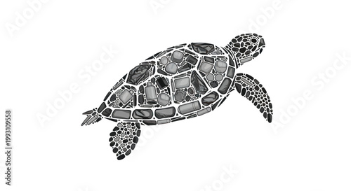 Detailed illustration of a turtle swimming.