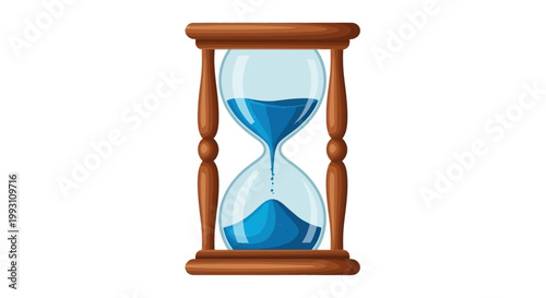 Hourglass with blue sand timer.