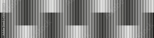Abstract seamless pattern of black and white vertical lines forming geometric blocks. Optical illusion halftone texture background.