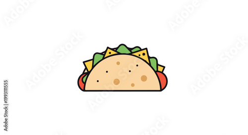 A colorful cartoon illustration of a delicious taco.