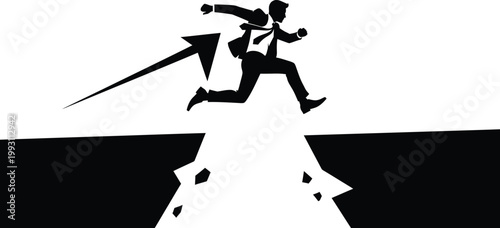 Man Running on Cliff Edge with Sword