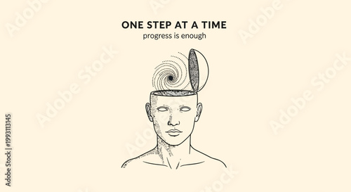 Motivational quote, progress concept, business mindset, productivity vector