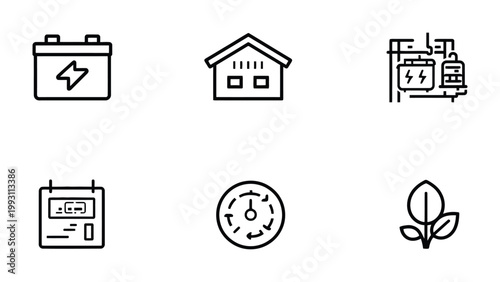 Essential Icons: A collection of concise line art symbols representing core elements of environmentalism.