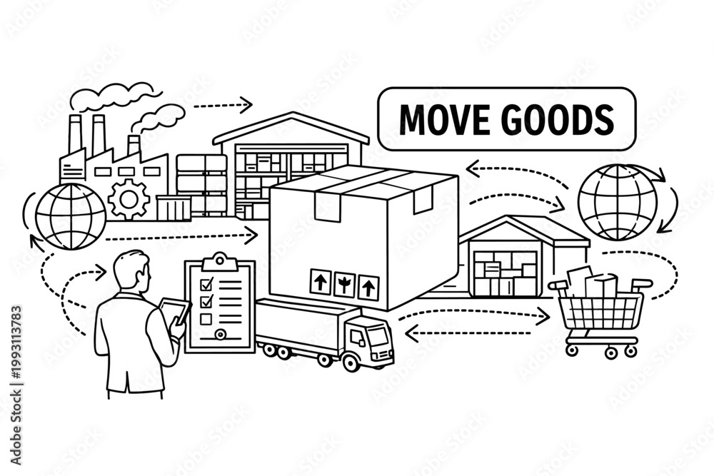Fototapeta premium Supply Chain Logistics Flow