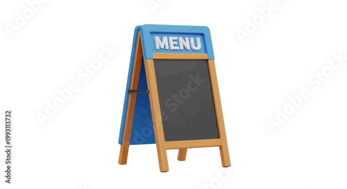 Vector illustration of aframe chalkboard menu sign with wooden frame on a transparent background