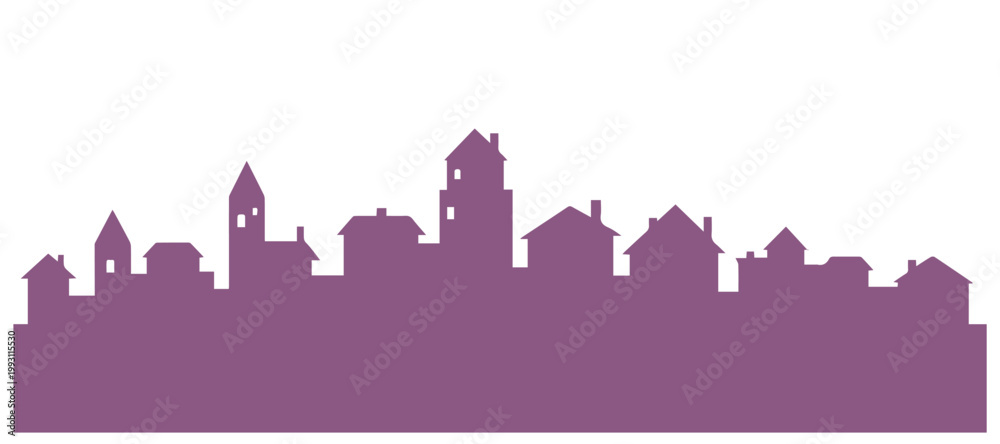 Obraz premium Minimal cityscape illustration with simplified house in a clean vector design.