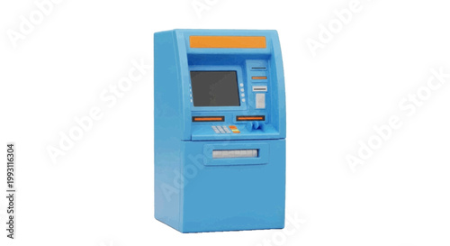 Vector illustration of blue atm machine automatic teller on a transparent background