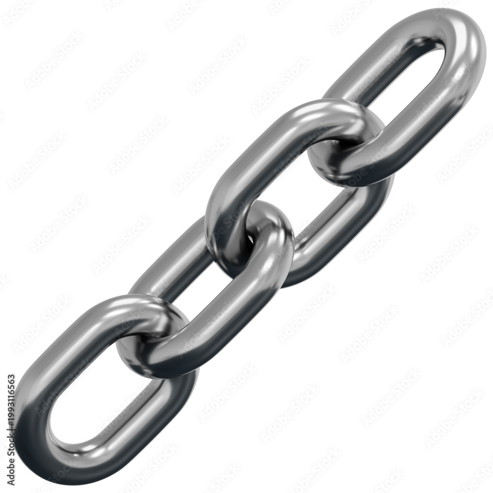 Fototapeta premium 3D Chrome Four Interlocking Connected Chain Link Loop