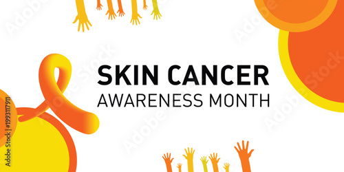 Skin cancer awareness month observed each year in May,Exposure to ultraviolet (UV) rays causes most cases of melanoma. Melanoma and skin cancer awareness month template vector illustrator	