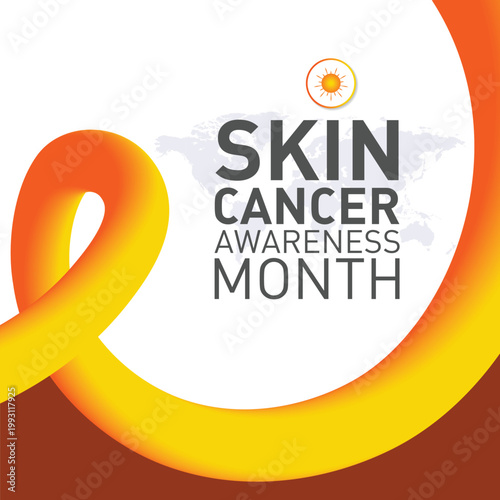 Skin cancer awareness month observed each year in May,Exposure to ultraviolet (UV) rays causes most cases of melanoma. Melanoma and skin cancer awareness month template vector illustrator	