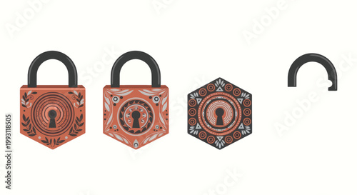 vintage antique old locks and keys.