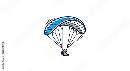 Person flying with blue parachute.