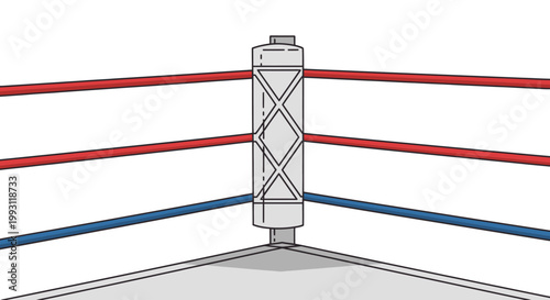 Corner of a boxing ring ropes.