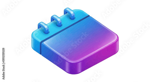 Vector illustration of 3d isometric spiral notebook icon blue purple gradient a transparent background