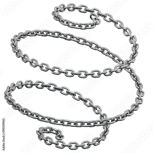 3D Chrome Chain Link Twisted Hexagon Geometric Shape