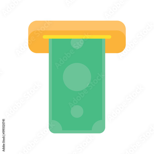 ATM machine slot with green paper money bill