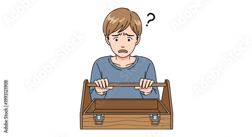 Person Looking into Empty Toolbox Searching for Solution Concept
