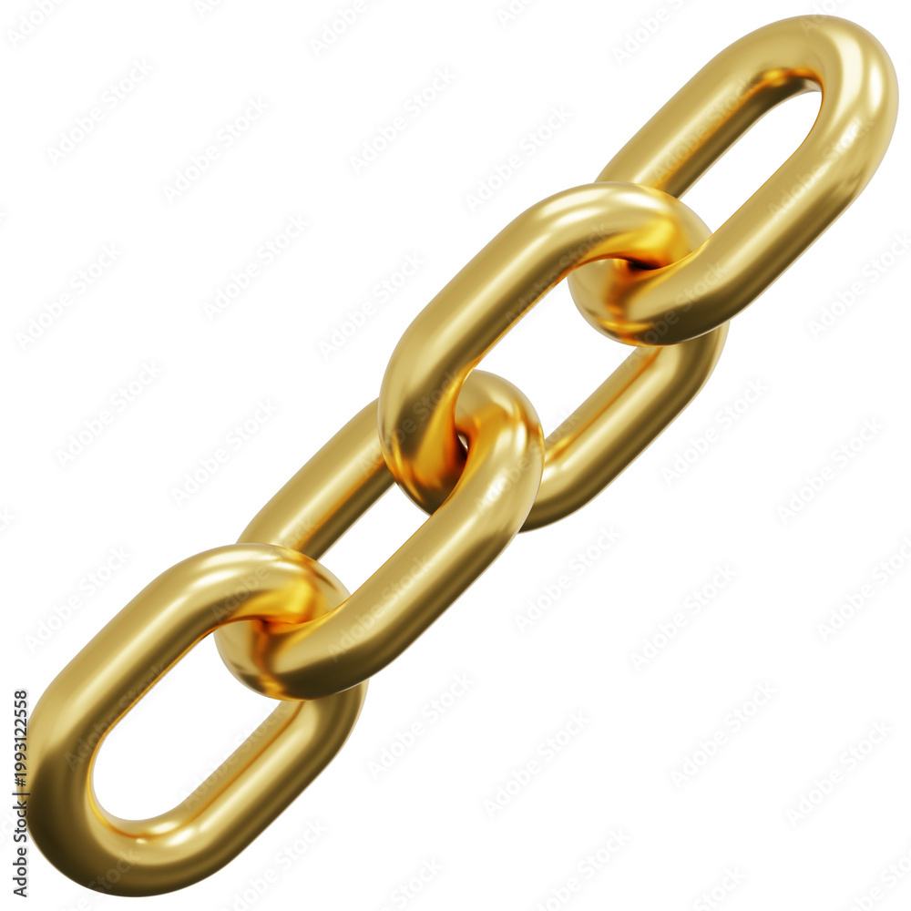 Fototapeta premium 3D Gold Four Interlocking Connected Chain Link Loop