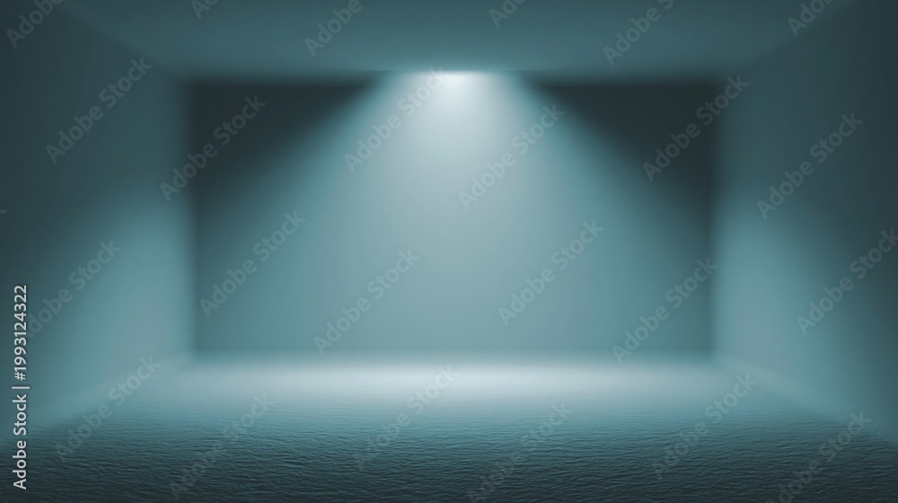 Obraz premium Empty blue room interior with spotlight and textured floor, minimal background with copy space for product display, presentations, and advertising design.