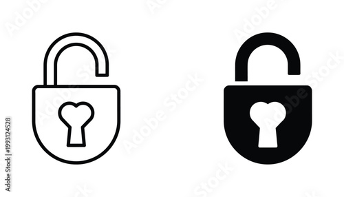 Outline and solid black padlock icons representing digital security and protected access