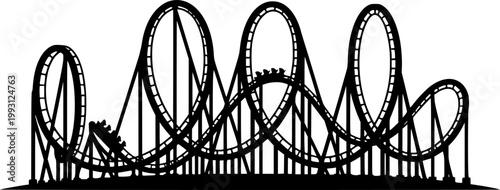Rollercoaster silhouette vector. Rollercoaster Black flat icon illustration
