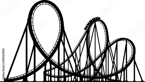 Rollercoaster silhouette vector. Rollercoaster Black flat icon illustration
