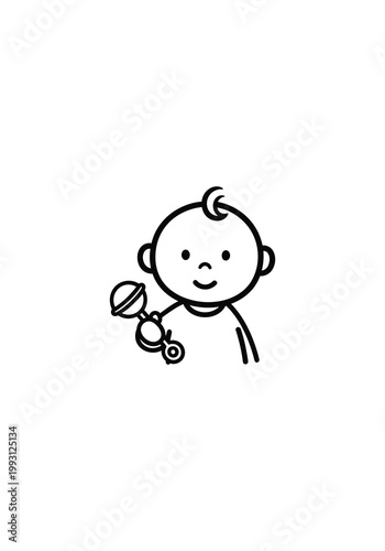 A cartoon baby holding a pacifier 