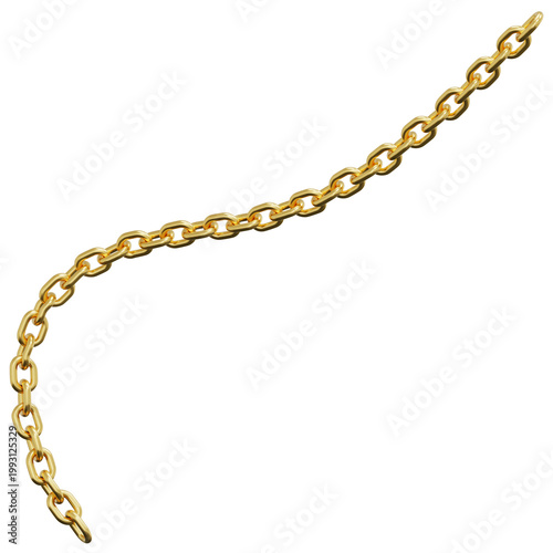 3D Gold Chain Link Oval Ring Slanted Border Shape