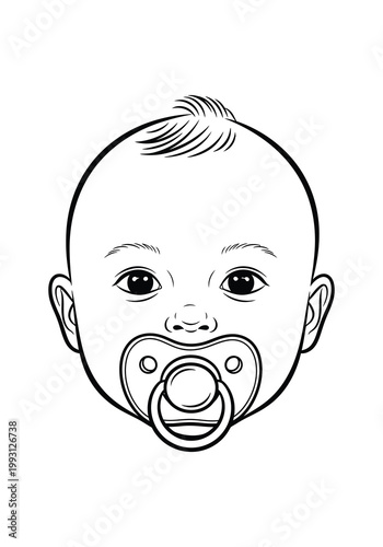 A baby's head with a pacifier in its mouth