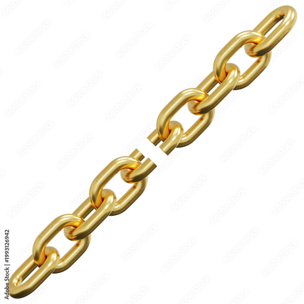 Fototapeta premium 3D Gold Chain Link Intricate Decorative Key Head Symbol Shape