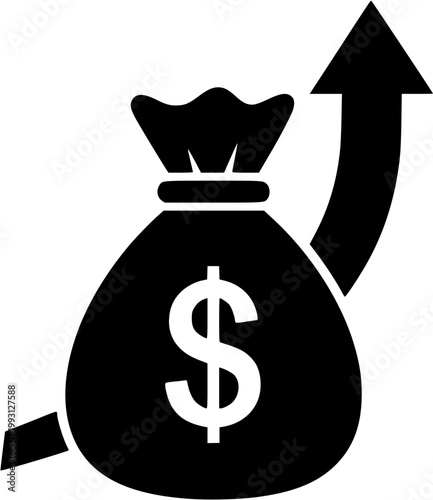 Money Bag with Upward Growth Arrow Financial Success