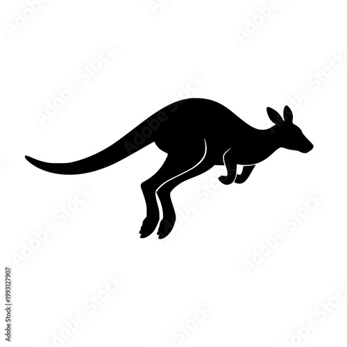 Simple Black Kangaroo Silhouette Vector