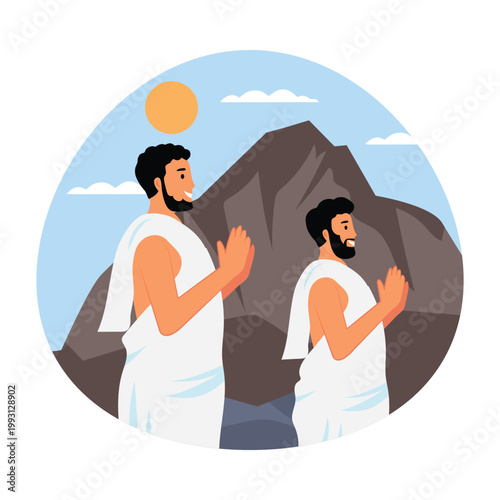 Pilgrims at jabal e rahmah vector concepts illustration eps file