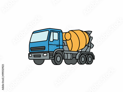 Concrete mixer truck illustration isolated on white background