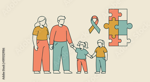 Autism Awareness Family Support A Colorful Illustration of Love and Understanding