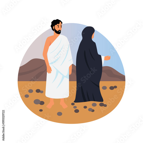 Pilgrims collecting stones vector concepts illustration eps file