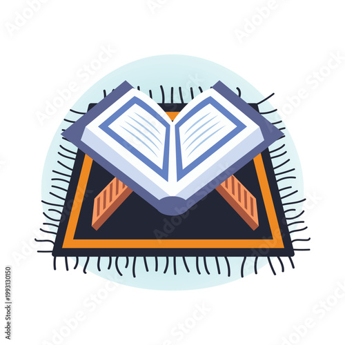 A Quran on prayer mat vector concepts illustration eps file