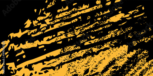 Abstract Grunge Background with Heavy Black Distressed Texture on Orange Surface