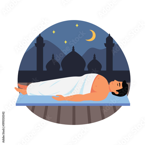 Hajj Pilgrim lying down vector concepts illustration eps file