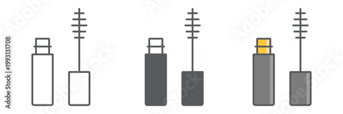 Mascara brush line icon, eyelash and cosmetic, eye makeup sign, vector graphics, a linear pattern on a white background.