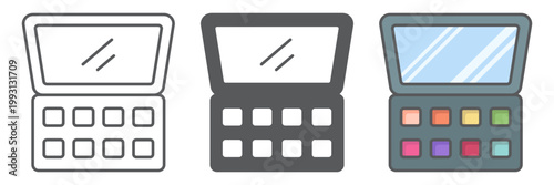 Eyeshadow palette line icon, makeup and cosmetic, eyeshadow kit sign, vector graphics, a linear pattern on a white background.