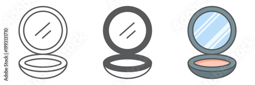 Compact powder line icon, makeup and cosmetic, skin powder sign, vector graphics, a linear pattern on a white background.