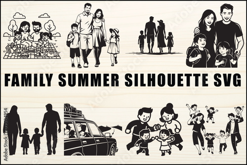 Family Summer Silhouette SVG Vector Graphics Collection